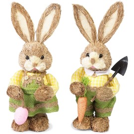 Juvale Standing Bunny Statues, Easter Bunny Figurines for Party and Home Decor (12 in, 2 Pack)