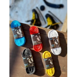 Kaps Polyester Waterproof Skate Laces – Exceptional Tensile Strength 190 daN – Water Resistant – For Ice Hockey Skates - Yellow & Black - 160cm