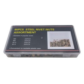 Comprehensive 95-Piece Carbon Steel Rivet Nut Set - Flange Blind Nutserts Range M6 M8 M10 M12 - Durable & Versatile Rivnut Assortment Kit for Professionals