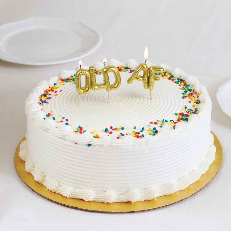 Genuine Fred Lighten UP Party Candles, Old AF, Metallic Gold