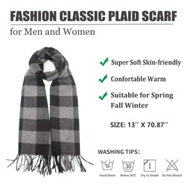 Nonakgado Men'S Plaid Scarf-Fall Winter Soft Black Grey Cashmere Feel Tartan Checkered Scarves for Women Travel(Style 21)
