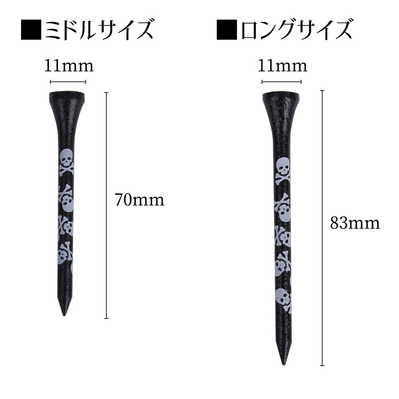 Hiro World Trade Golf Tees Skull Pattern Tees Wood Tees