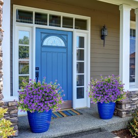 CHICNOOK Outdoor Artificial Plants, 12 PCS Artificial Flowers, UV Resistant Fake Flowers,Faux Flowers for Outdoor Garden Porch Yard Decor,Bluish Violet