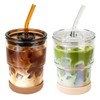 Zukro 13 oz Glass Iced Coffee Cups with Lid and