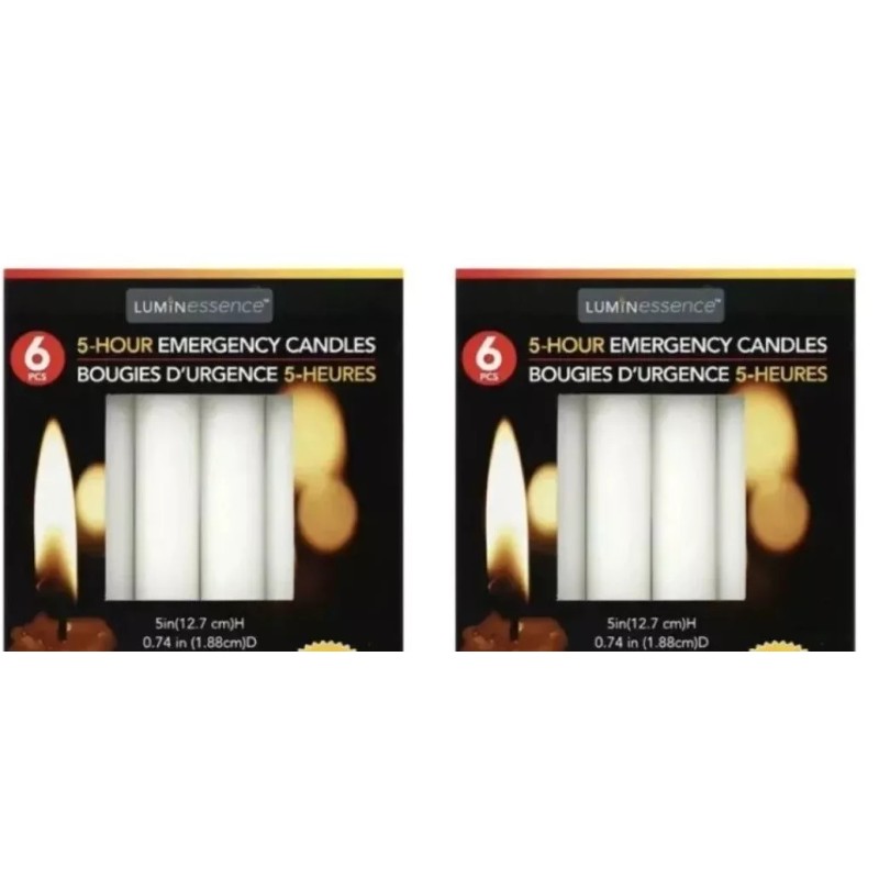 Luminessence 12 Emergency Candles Long Burn Power Outages, Camping, Survival,