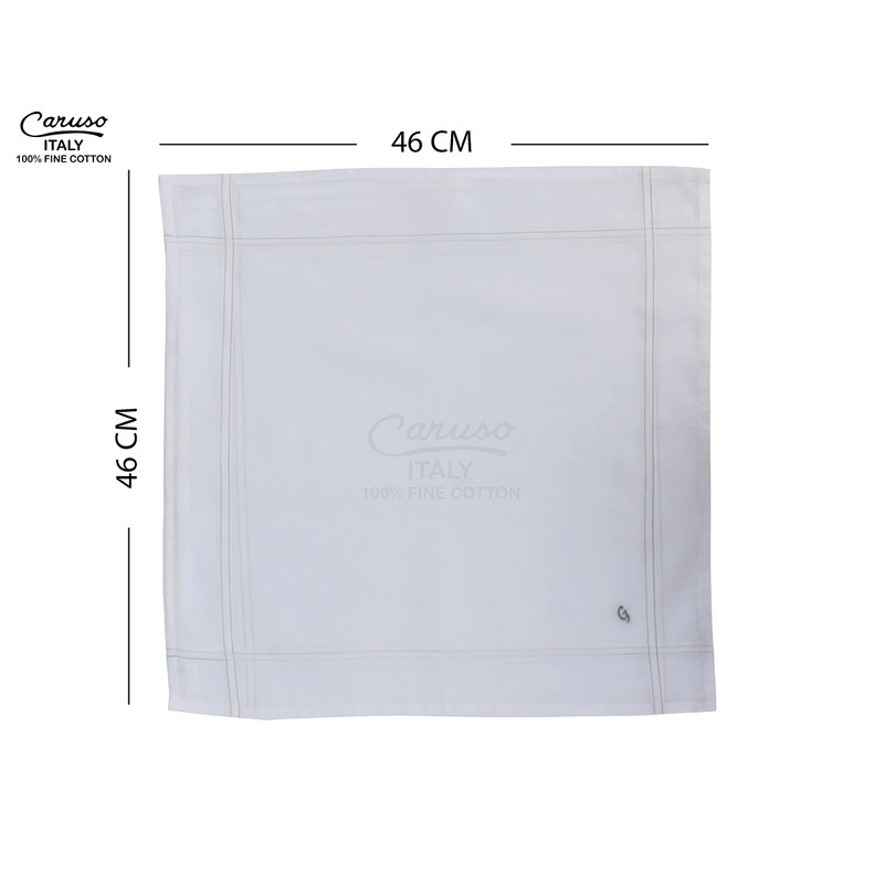 Caruso Italy Men's Initial Monogram Embroidery 100% Pure Cotton Handkerchief