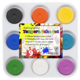 Tempera Paint Set for Kids - WASHABLE Children's Non-Toxic Tempera Paint Cakes with Palette Clean with Just Soap & Water