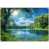 ZTHMOE Fabric 7x5ft Lake Natural Scenery Backdrop River Forest Tree