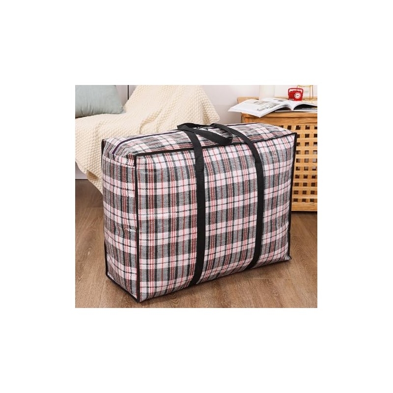 Checkered Moving Bags,Storage Totes with Zipper and Handle for Clothes,