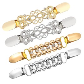 GIUSOBG Cardigan Clip, Pack of 4 Cardigan Clips, Chain Creative Scarf Clips, Vintage Cardigan Clips, Women's Sweater Clips, Scarf Clips, for Blouse, Cardigan, Dresses, Scarf, Jacket, Metal