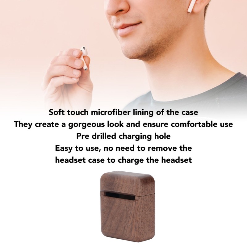 Wooden Earbuds Case Cover for IOS 2nd 1st Generation Charging