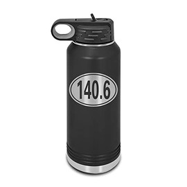 RDW Oval 140.6 Laser Engraved Water Bottle Customizable Polar Camel Stainless Steel with Straw - triathlon Black 32 oz