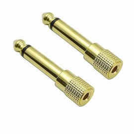 bnafes 1/4 Mono to 1/8 Mono Adapter, 6.35mm TS Male Plug to 3.5mm Female (Mono to Mono) Audio Adaptor Audio Connector Golden - (4 Pcs)