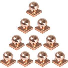 Set of 10 Post Caps Copper Ball | Dimensions 9 x 9 cm (91 x 91 mm) Square | Polished | Fence Post Caps | Fence Caps | Copper Caps | Post Cover