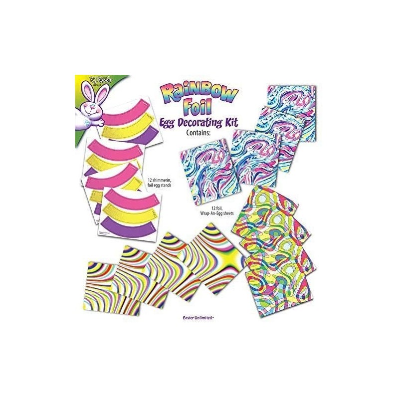 Easter Unlimited Rainbow Foil Easter Egg Decorating Kit – 12