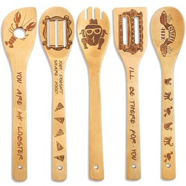 Friends TV Show Merchandise - 5 Piece Friends Wooden Spoons for Cooking, Nonstick Friends Merchandise, Friends TV Show Decor, Friends TV Show Gifts for Women