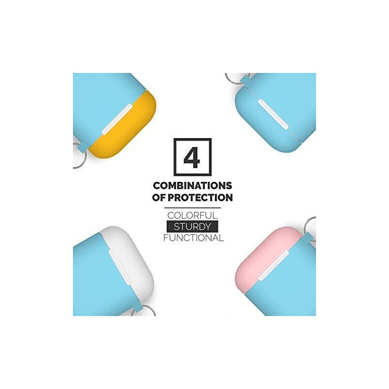 EarInTheAir AirPods Case Cover w/Keychain (Teal) + 3 Extra Lids