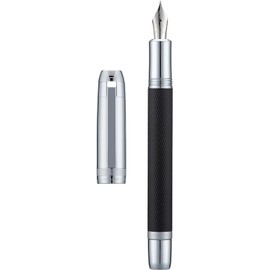 Jinhao 92 Pluma estilográfica negra plateada, punta media, metal sólido con convertidor de caligrafía suave