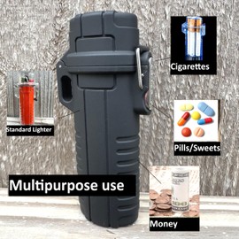 JSSELLER Waterproof Lighter Case Fits BIC Standard Full Size in J6 - Multipurpose Outdoor Lighter Pouch Holder for Camping, Survival, Hiking, and EDC,Floating Protective Cover Sleeve in Black