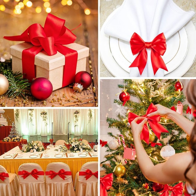LATERN 20M Christmas Satin Ribbon, 10.2CM Width Thick Satin Ribbon