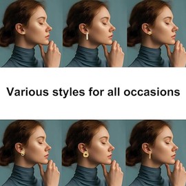 Musedimall Multipack Golden Statement Earring Set Includes Pearl Earrings, Piercing Small Stud Earrings, Hoop Earrings, Acrylic Hypoallergenic Earrings for Gift or Daily Clothing Suitable, Zinc