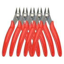 HARFINGTON 5pcs 5" Flush Cut Pliers Small Precision Wire Cutter Side Cutter Diagonal Cutting Pliers for Jewelry Model Electronic 3D Print, Red