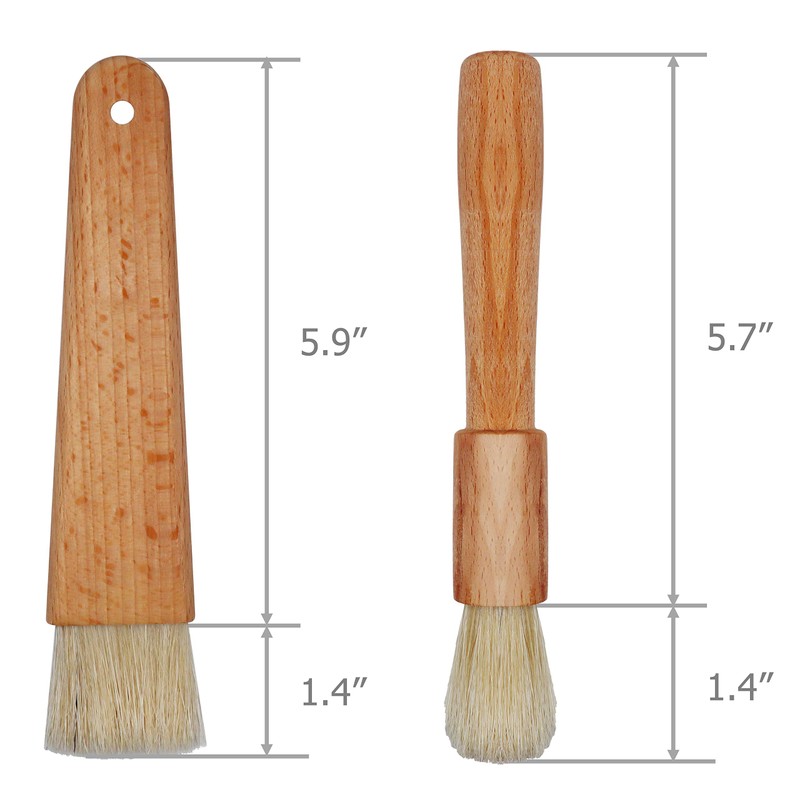EIKS 2 Sets Natural Bristles with Wooden Handle Pastry Brushes