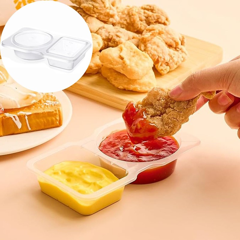 Mtxorvix 40 Pcs Double Compartment Condiment Container with Lids Disposable,