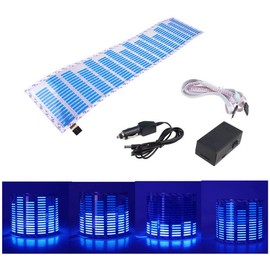 WONFAST - Pegatina de sonido con ritmo de música activada para coche, ecualizador, ritmo azul, cubeta azul, luz LED, lámpara de ritmo de voz de audio, 90 x 25 cm