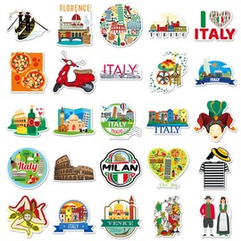 2 x 50 pieces Italy stickers, romantic Italy travel stickers, Italy sticker set, Italian landscape stickers, vinyl graffiti embroidery, travel for scrapbook, laptop, water bottles