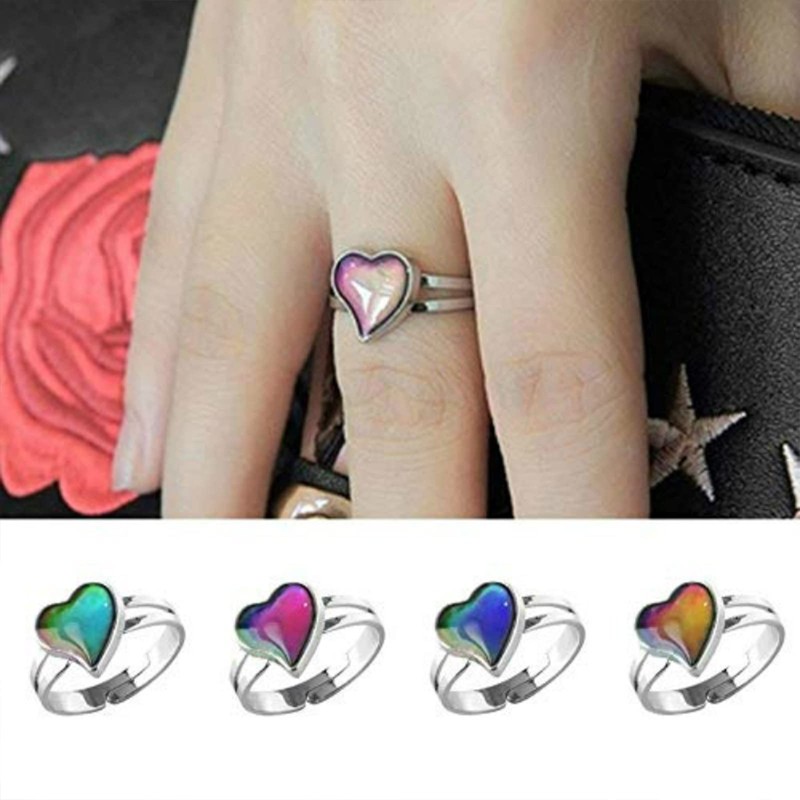 4Pcs Mood Ring for Girls Color Changing Rings Set Adjustable