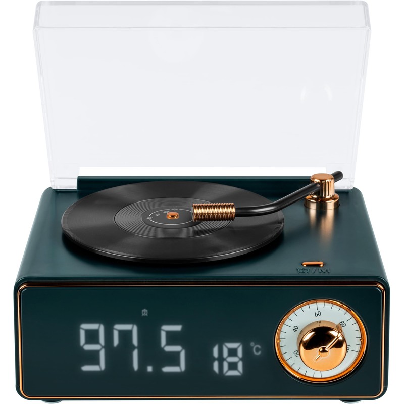 BIGBEN Bluetooth Speaker Disc Shaped Alarm Clock - Dark Green