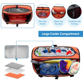 Fasrom XL Beach Tote Bag with Cooler Compartment, Large Mesh Beach Pool Bag with Wet & Dry Separation for Swim, Travel, Orange (Patent Design, Empty Bag Only)