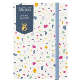 Busy B A6 Notebook in Terrazzo with Lined Pages, Tear-out Pages, Stickers and Pocket