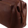 Oakridge Leather Mens Top Frame Washbag/Toiletry Bag - Cognac