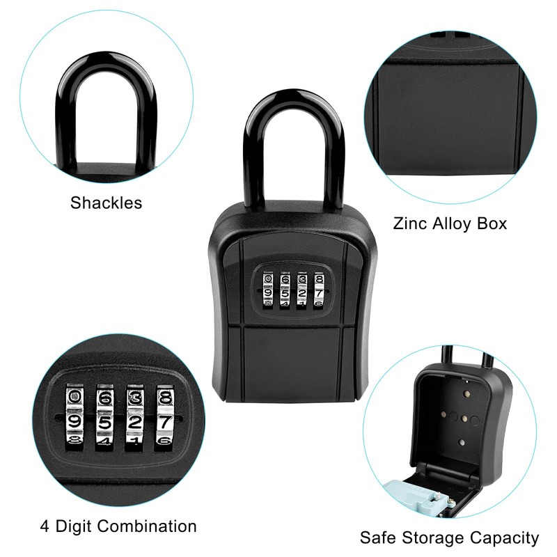 Noxtioanip Key Safe with Number Code, Key Safe 4 Digit