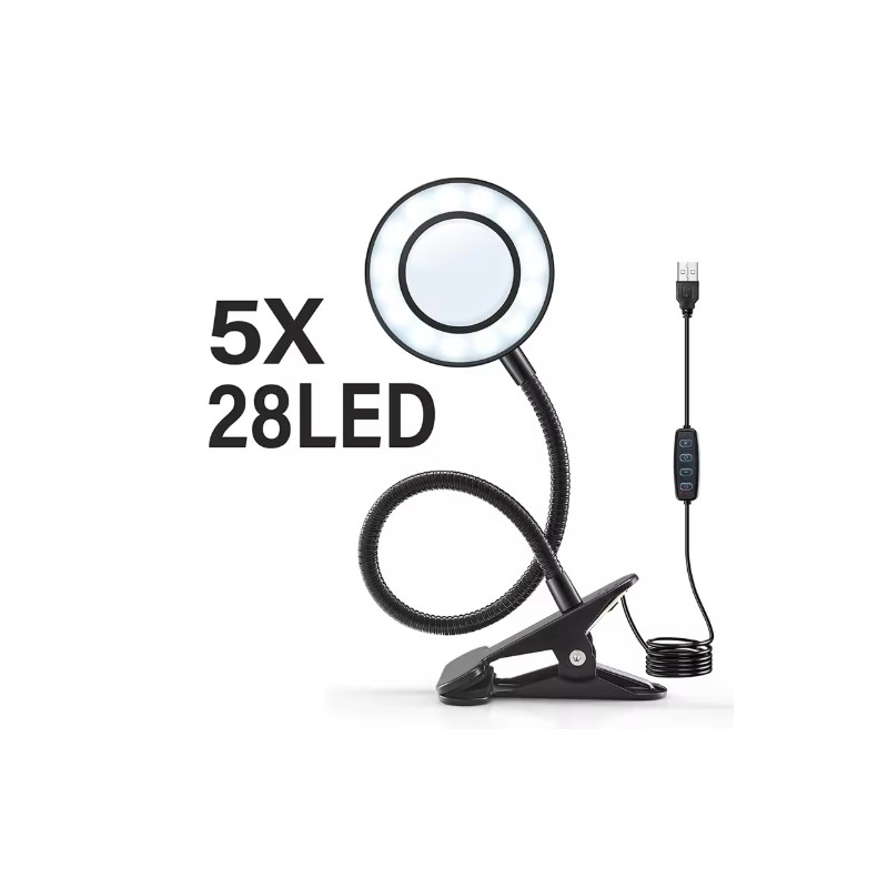 LED Magnifying Glass Lamp for Close Work – 5X/10X Lighted