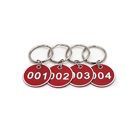 NanTun Aluminum Alloy Metal Key Tag Set, Number ID Tags Key Chain, Numbered Key Rings, Red, 1 to 200