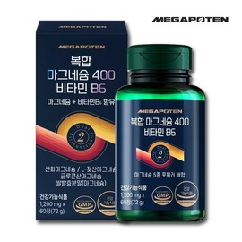 Mega Poten Complex Magnesium 400 Vitamin B6 / 메가포텐 복합 마그네슘 400 비타민B6 x 60정 2개월분 고함량 산화 글루콘산 젖산 쌀발효 마그네슘 보충제
