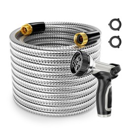 SPECILITE 1/2" 304 Stainless Steel Garden Hose, 100FT Water Pipe with Heavy Duty Metal Nozzle for Yard, Outdoor, Lawn - Flexible, Never Kink & Tangle, Puncture Resistant