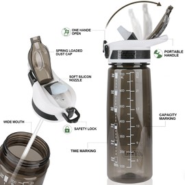 VENNERLI Water Bottle, 800 ML Water Bottle with Straw Leak-proof, Dust-proof, BPA-free, Tritan, Toxin Free Plastic Fitness Sport Water Bottle Drink Bottle Design for Girls Boy Gym School Office