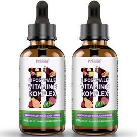 Liposomal Vitamin B Complex Liquid - High Dose Drops with All 8 B Vitamins, Active Vitamin B Forms, Vegan, No Additives, 60 ml (Pack of 2)