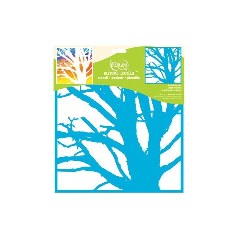 Americana Decor Branching Out Stencil, Blue, 12 x 12-Inch