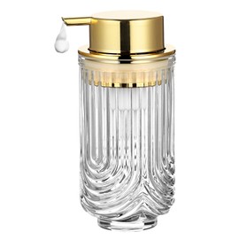 HiBidder Glass Foaming Soap Dispenser with Gold Pump, Foam Hand Soap Dispenser for Bathroom, Kitchen, Modern Home Decor （Foam Type/Clear） B028