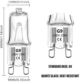 BXXKXMC Halogen-Oven-Lamp/Special Oven / G9-Socket/dimmable / 25 Watt/warmwhite - 2700k / for Over 200 Degrees [Energy Class G]