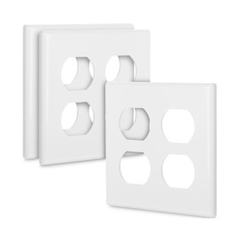 Bates Screwless Double Duplex Outlet Covers, 3 Pack, White, 2 Gang Screwless Wall Plate Cover