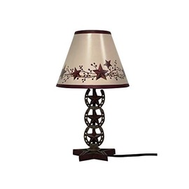 SnS Cowboy Western Horseshoe Vintage Hand Painted Resin Table Lamp Country Home Decoration,Christmas Star Horseshoe Lamp