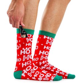 Tipsy Elves Men's Ho Ho Ho Socks with Pocket - Festive Christmas Socks