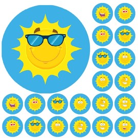 900 Mini Happy Sun 10mm Spot Reward Stickers for Teachers and Planner Charts