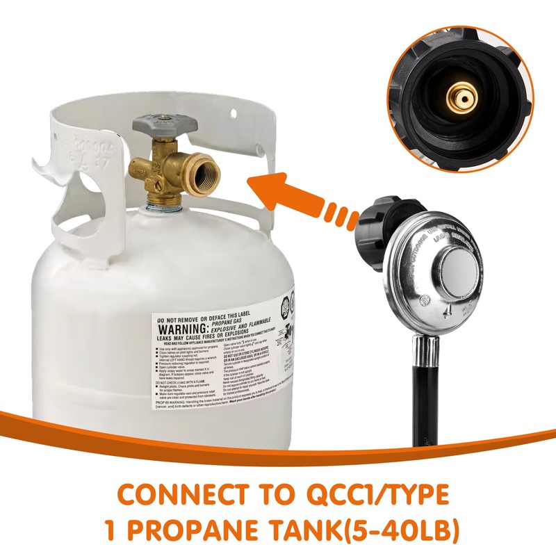 Homzenify 12FT Universal QCC1 Low Pressure Propane Hose with Regulator